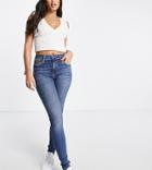 River Island Tall High Rise Fanny Sculpt Skinny Jeans In Medium Denim-blues