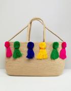 America & Beyond Oversized Rectagular Structured Beach Bag - Multi