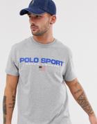 Polo Ralph Lauren Retro Sport Logo T-shirt Custom Regular Fit In Gray Marl