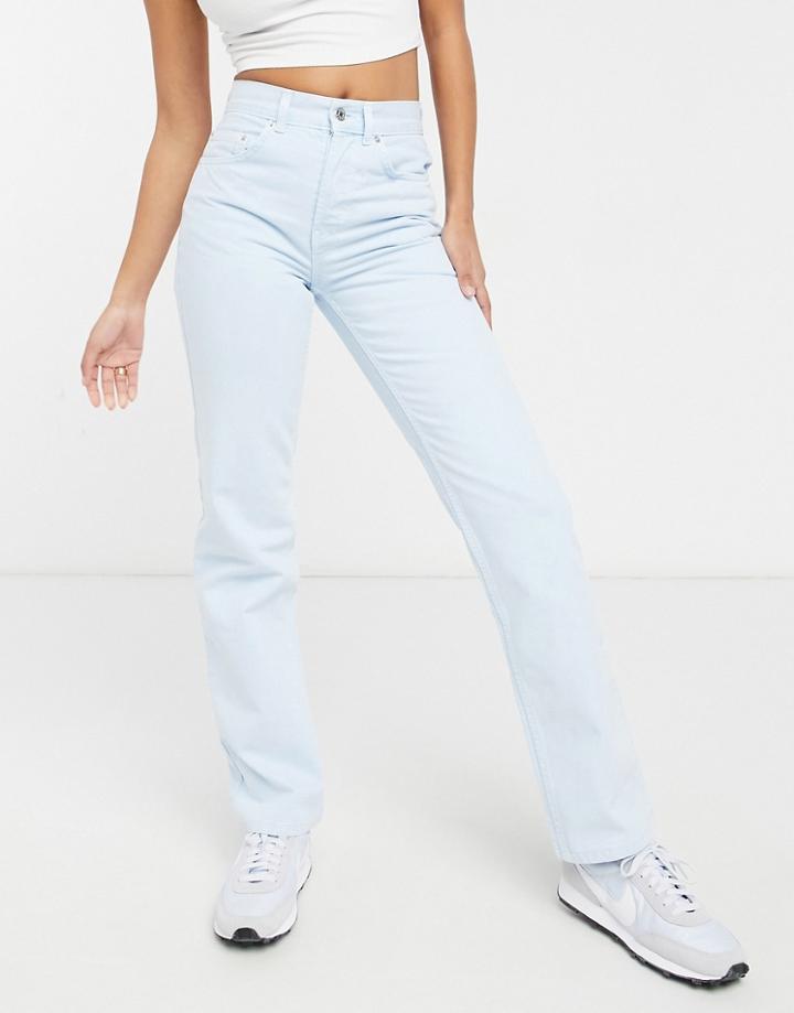 Asos Design Mid Rise '90s' Straight Leg Jeans In Powder Blue-blues
