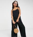 Asos Design Petite Cami Minimal Pocket Jumpsuit In Black