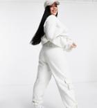 Public Desire Curve Relaxed Cargo Sweatpants In Off White - Part Of A Set