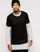 Asos Relaxed T-shirt With All Over Holes And Raw Edges - Black