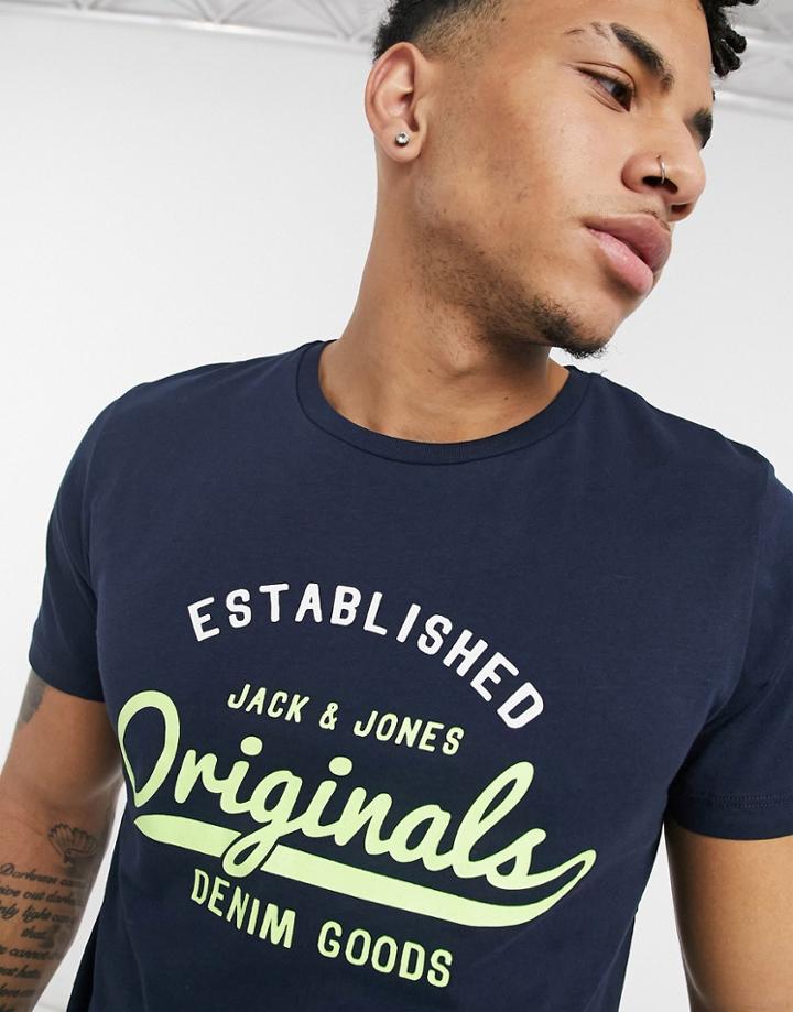 Jack & Jones Short Sleeve T-shirt In Navy