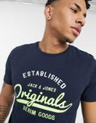 Jack & Jones Short Sleeve T-shirt In Navy
