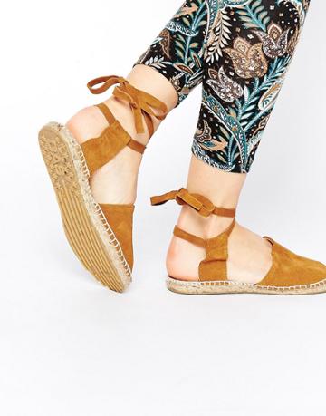 Oas Suede Sandal Espadrille Flat Shoes - Brown