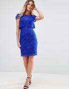 Jessica Wright Lace Overlay Pencil Midi Dress - Blue