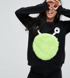 Asos Petite Halloween Sweatshirt With Furry Monster - Black