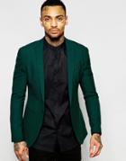 Asos Super Skinny Suit Jacket In Green - Green