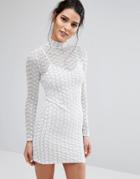 Oh My Love Zig Zag Bodycon Dress - White
