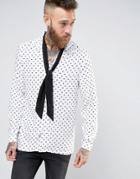 Asos Regular Fit Shirt With Broken Heart Print And Detachable Neck Sca