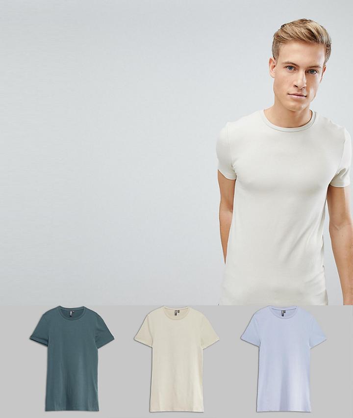Asos Muscle Fit Crew Neck T-shirt 3 Pack Save - Multi