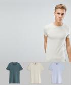 Asos Muscle Fit Crew Neck T-shirt 3 Pack Save - Multi