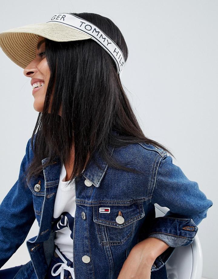 Tommy Hilfiger Straw Logo Visor - Beige