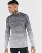 Jack & Jones Originals Ombre Space Dye Crew Neck Sweater In Navy