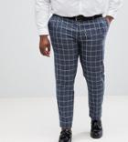 Asos Design Plus Wedding Skinny Suit Pants In Blue And White Check - Blue
