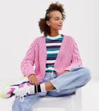 Collusion Cable Knit Cardigan - Pink