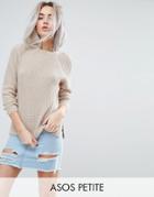 Asos Petite Ultimate Chunky Sweater With Crew Neck - Beige