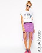 Asos Petite Mini Skirt With Self Fringing In Tie Dye - Pink