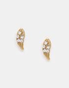 Orelia Crystal Leaf Stud Earrings - Gold
