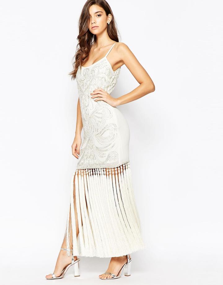 Maya Embellished Cami Dress With Tassels - Cream