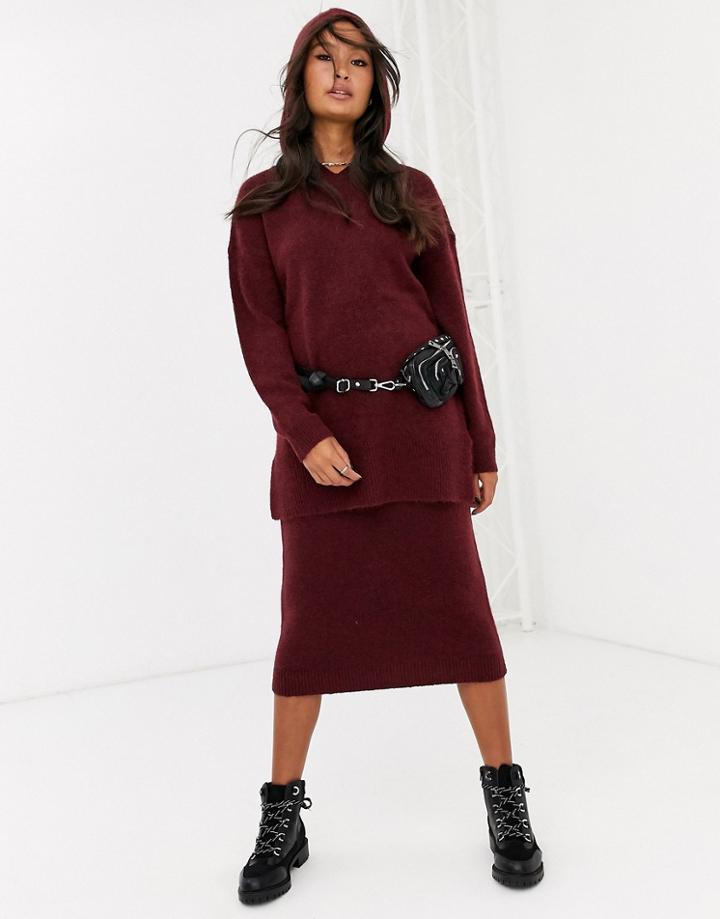 Asos Design Two-piece Skirt In Fluffy Yarn-red