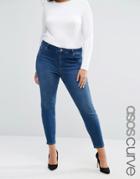Asos Curve Lisbon Midrise Skinny Jeans In Abbie Wash - Blue