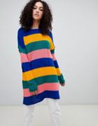 Daisy Street Relaxed Sweater In Bold Stripe - Multi
