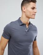 Asos Design Jersey Polo With Concealed Zip Placket And Popper In Gray - Gray