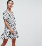 Asos Design Petite Drop Waist Mini Dress In Animal Print - Multi