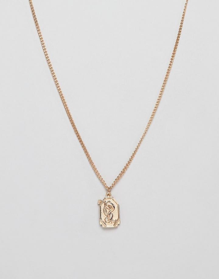 Bershka Multi Pendant Necklace In Gold - Gold