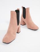 New Look Square Toe Heeled Boot - Pink