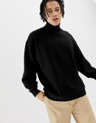 Weekday Big Turtleneck Sweatshirt In Black - Black