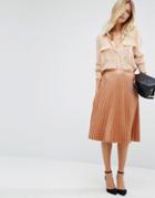Boss Orange Bronze Pleated Midi Skirt - Copper