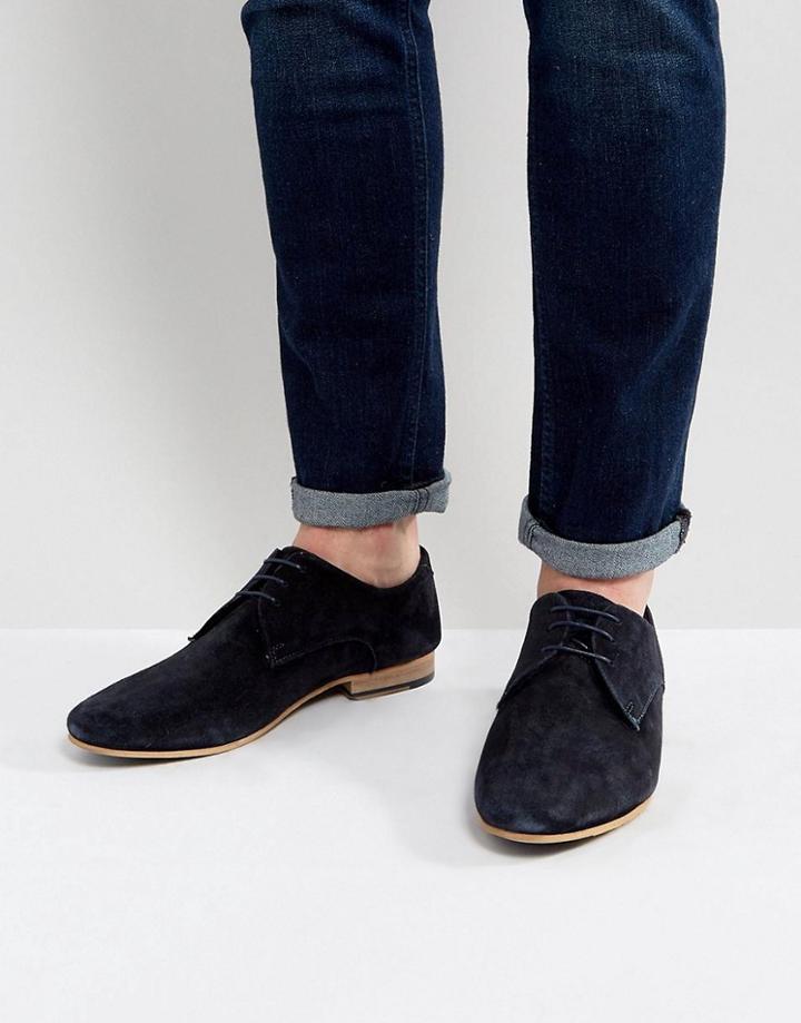 Kg By Kurt Geiger Derby Shoes In Navy Suede - Blue