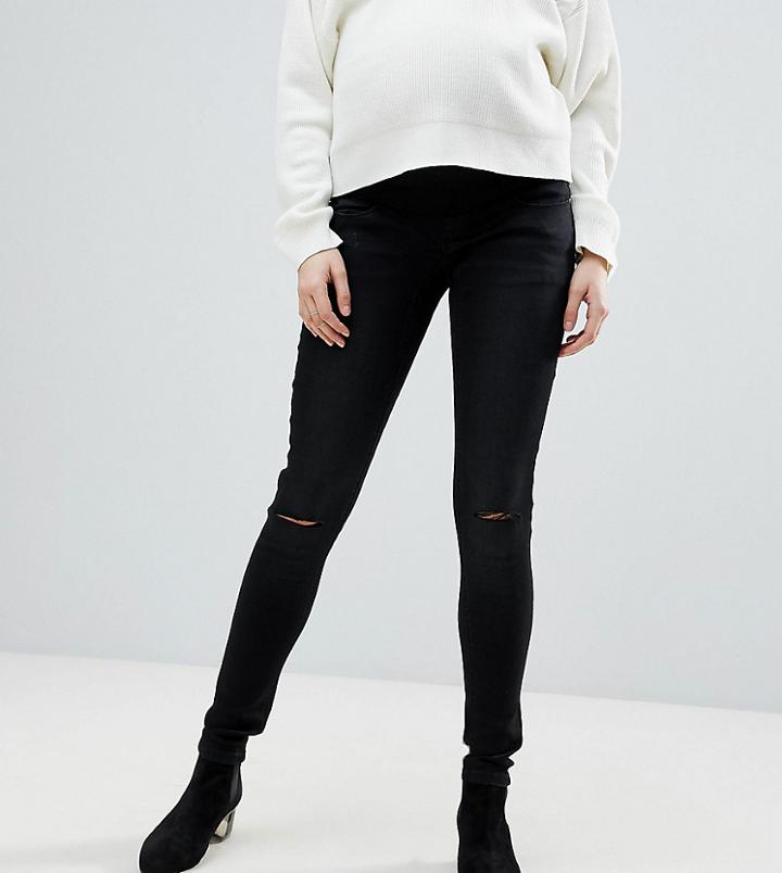 Supermom Maternity Skinny Under The Bump Jeans With Adjustable Waist - Black