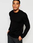 Asos Cotton Crew Neck Sweater In Black - Black
