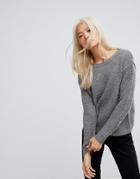 Blend She Rosie Round Neck Sweater - Gray