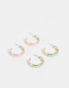 Asos Design Pack Of 2 Hoop Earrings In Heart And Star Designs In Gold Tone