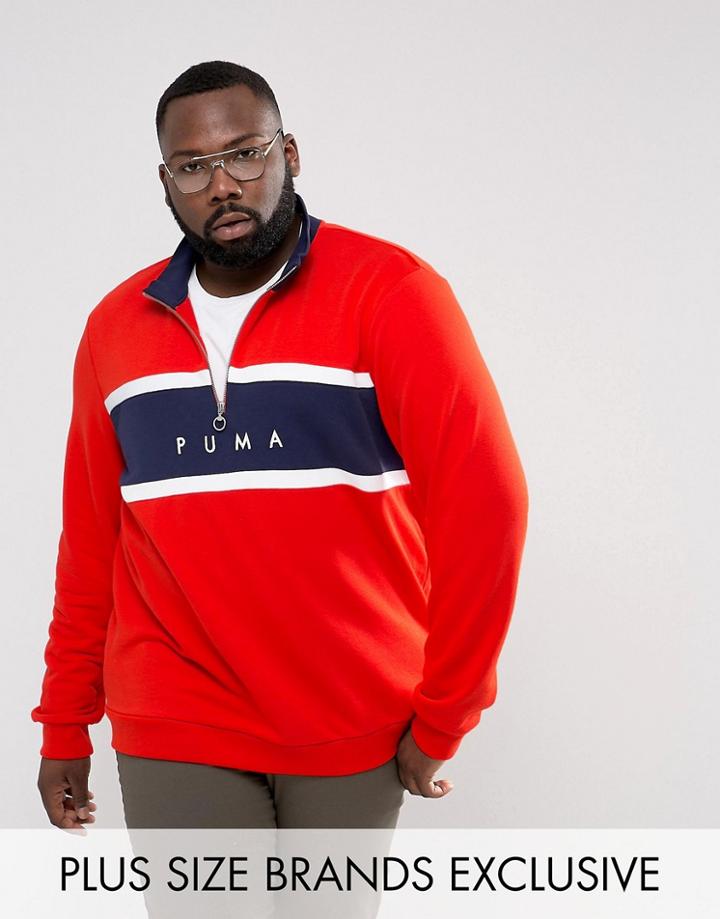 Puma Plus Terry Half Zip Sweat In Red Exclusive To Asos 57658902 - Red