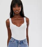 Asos Design Tall Notch Front Crop Tank In White