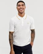 Fred Perry X Miles Kane Tipped Pique Polo In White - White