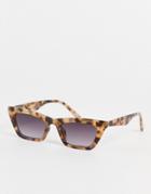 Topshop Slim Plastic Cateye Sunglasses-brown