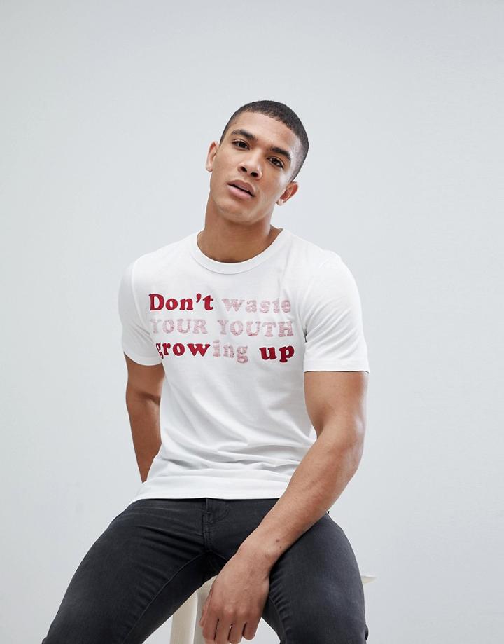 Jack & Jones Originals T-shirt With Youth Slogan - White