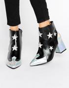 Daisy Street Star Print Heeled Ankle Boots - Multi