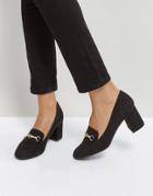 Qupid Kitten Heel Loafer Shoe - Black