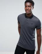 Hollister Polo Stretch Pique Icon Logo Slim Fit In Dark Gray - Gray