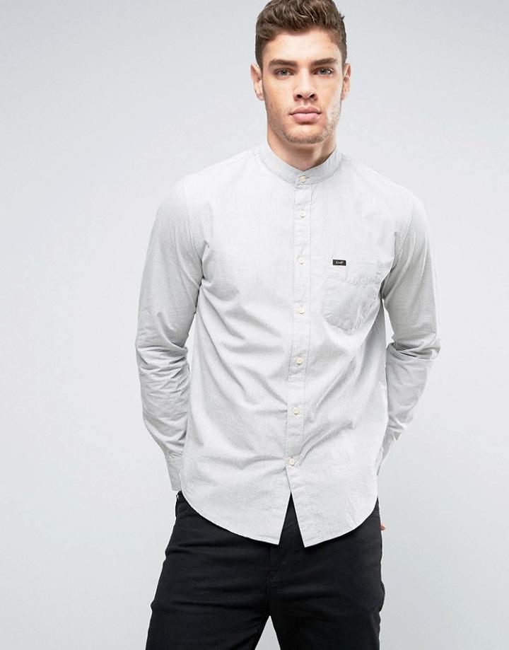 Lee Grandad Collar Pocket Shirt Regular Fit - Gray