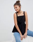 Asos Fuller Bust Smock Cami In Cotton - Black
