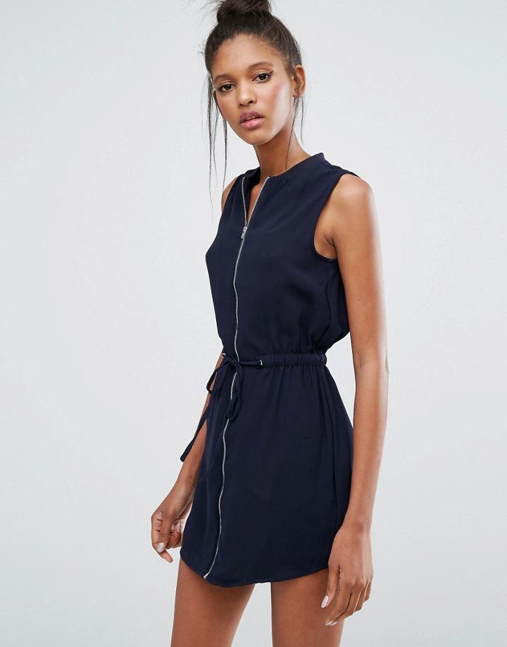 Influence Zip Front Dress - Black